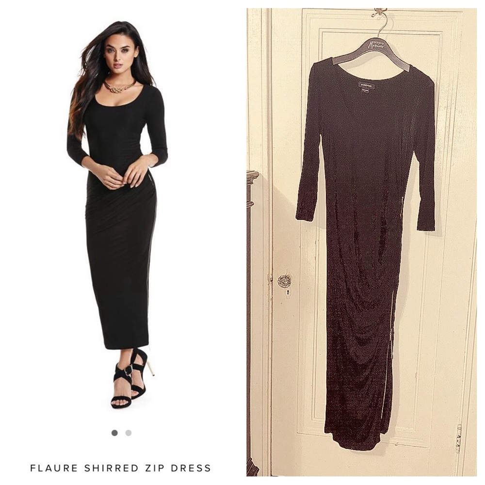 Flaure Shirred Knit Zip Dress